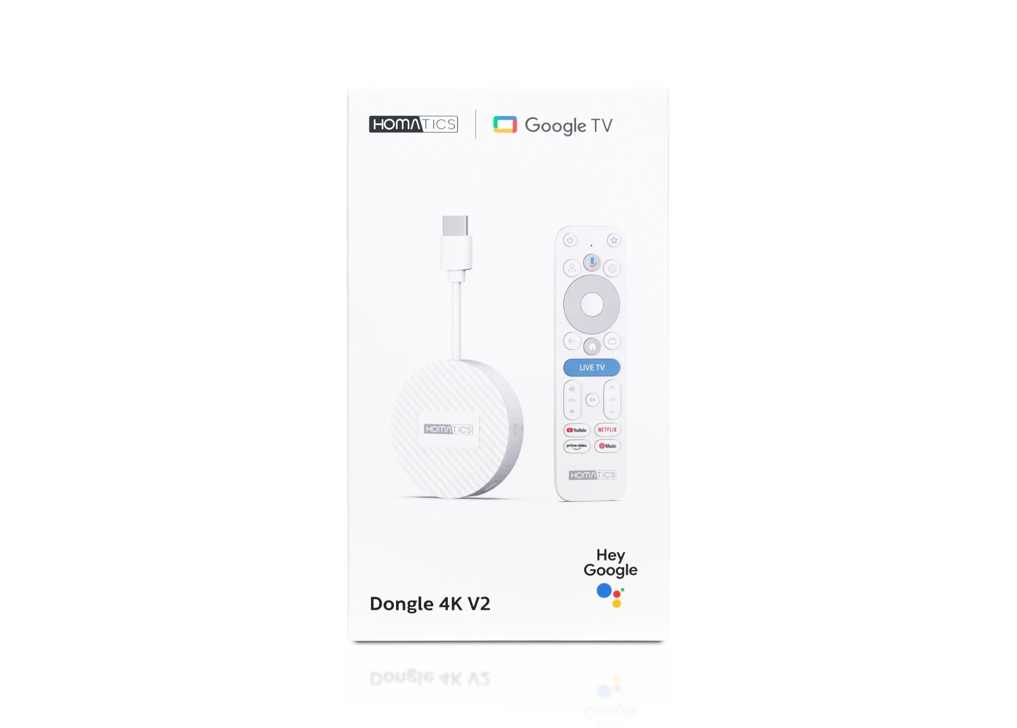 Homatics Dongle 4K V2 AI-SR Google TV 14 2GB DDR 32GB Flash Wi-Fi 6 Dual Band 2.4G/5 GHz