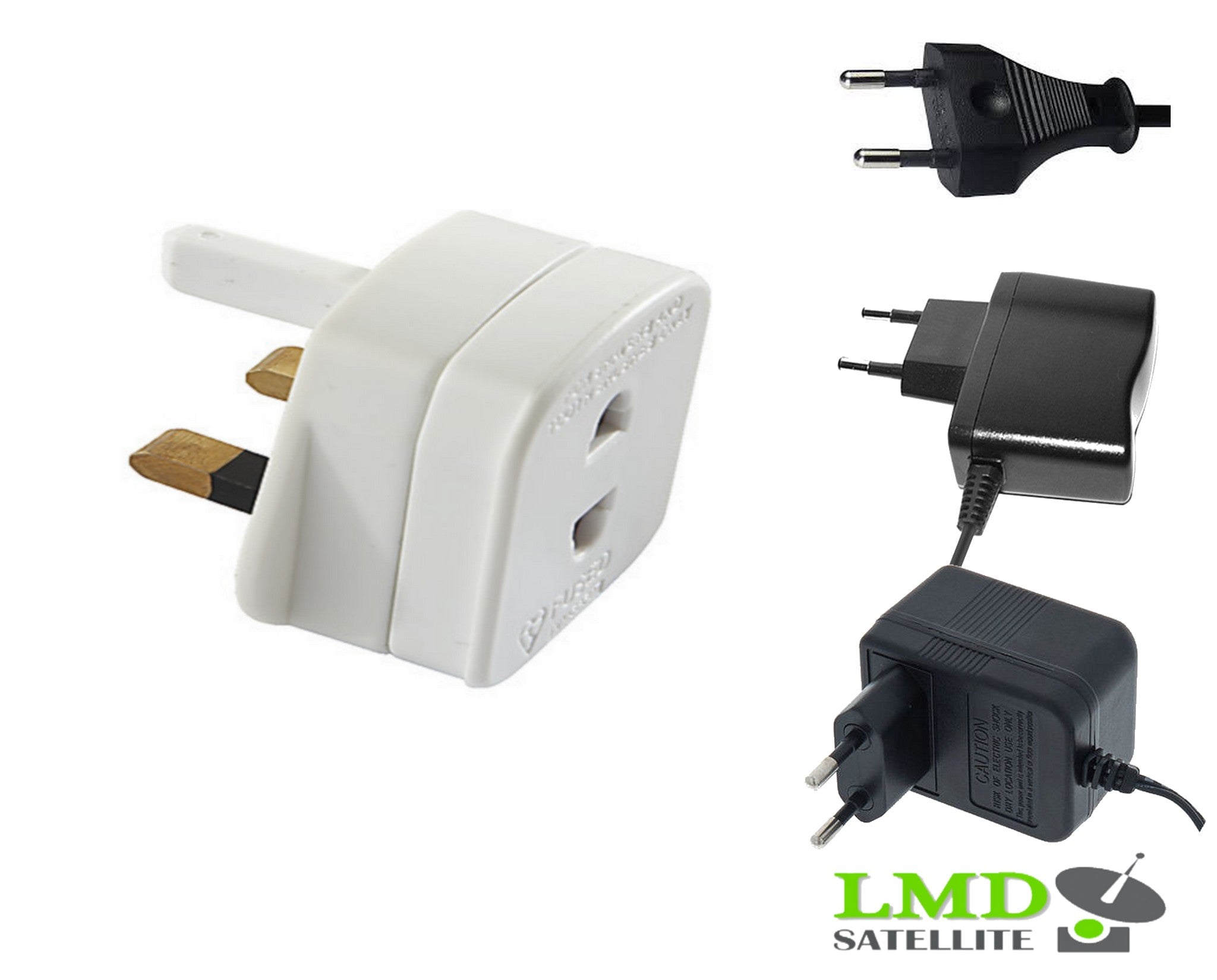 EU 2 Pin To UK 3 Pin Travel Main Adaptor Plug For Shaver / Toothbrush White