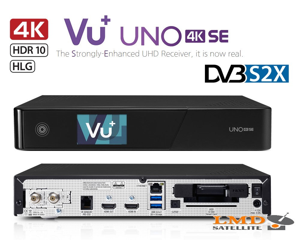 VU+ UNO 4K SE 1xDual FCB DVB-S2X Linux E2 PVR UHD 2160p 2.4" LCD HDR10/HLG