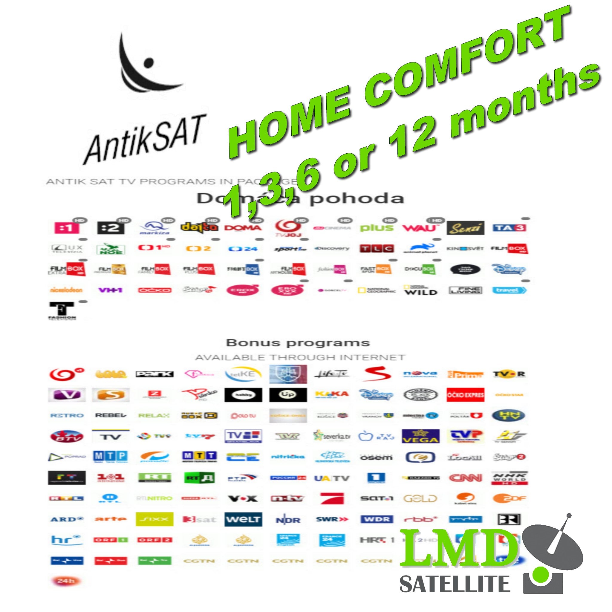 ANTIKSAT Subscription POHODA Tv package for 3,6 or 12 months