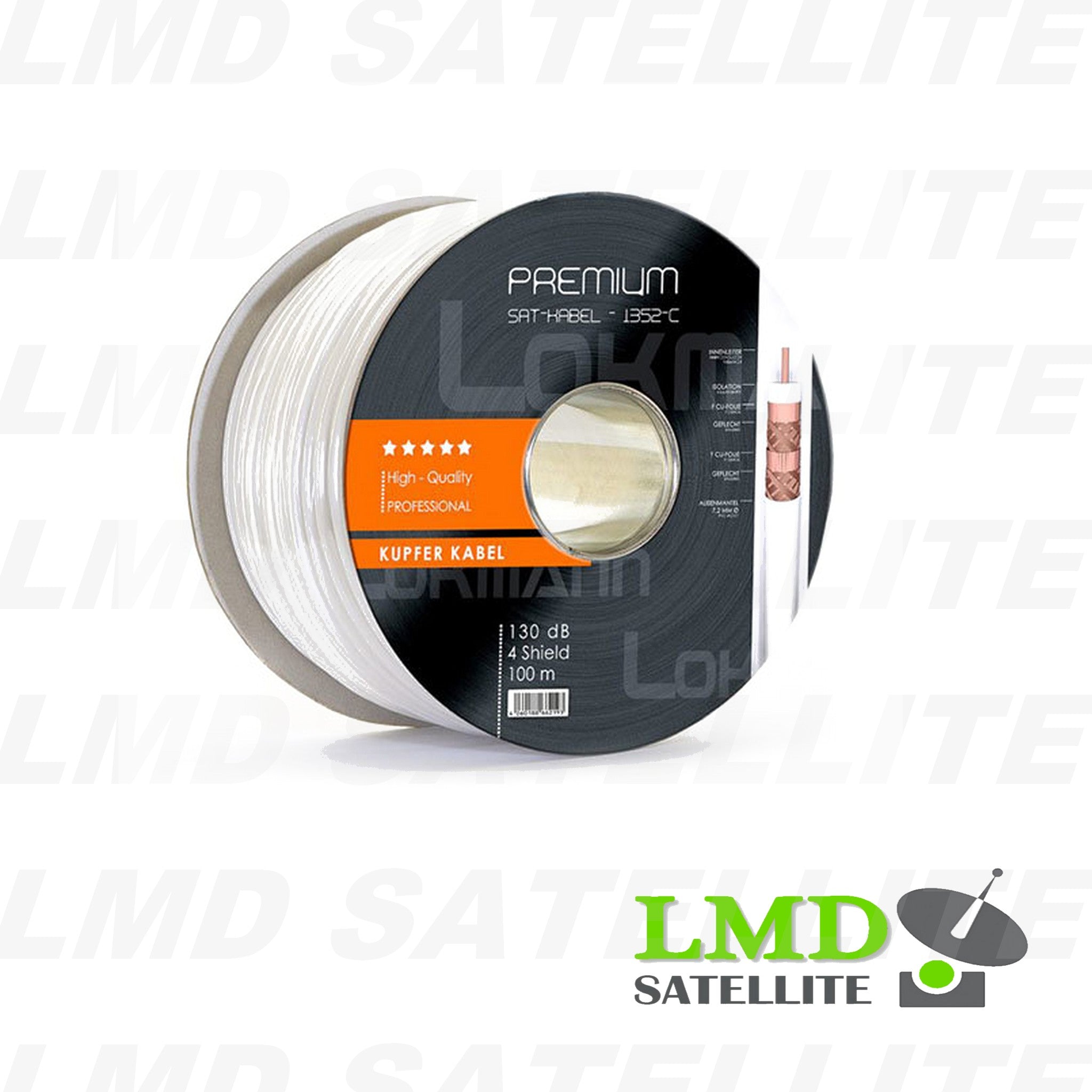 Coaxial cable Lokmann 130dB Cu 4 shield 100m White