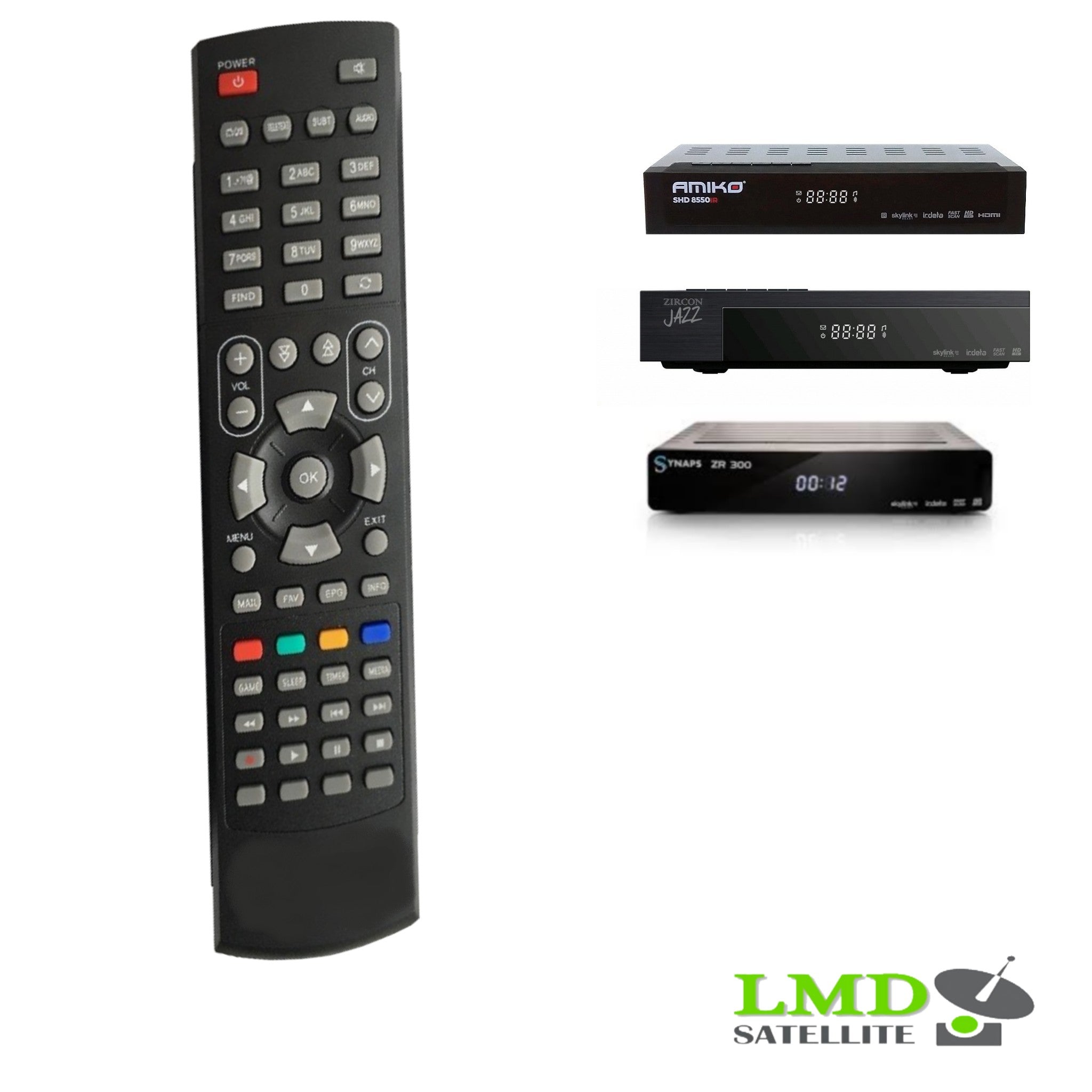Original Remote control Zircon Jazz, Amiko SHD8550, Synaps ZR300