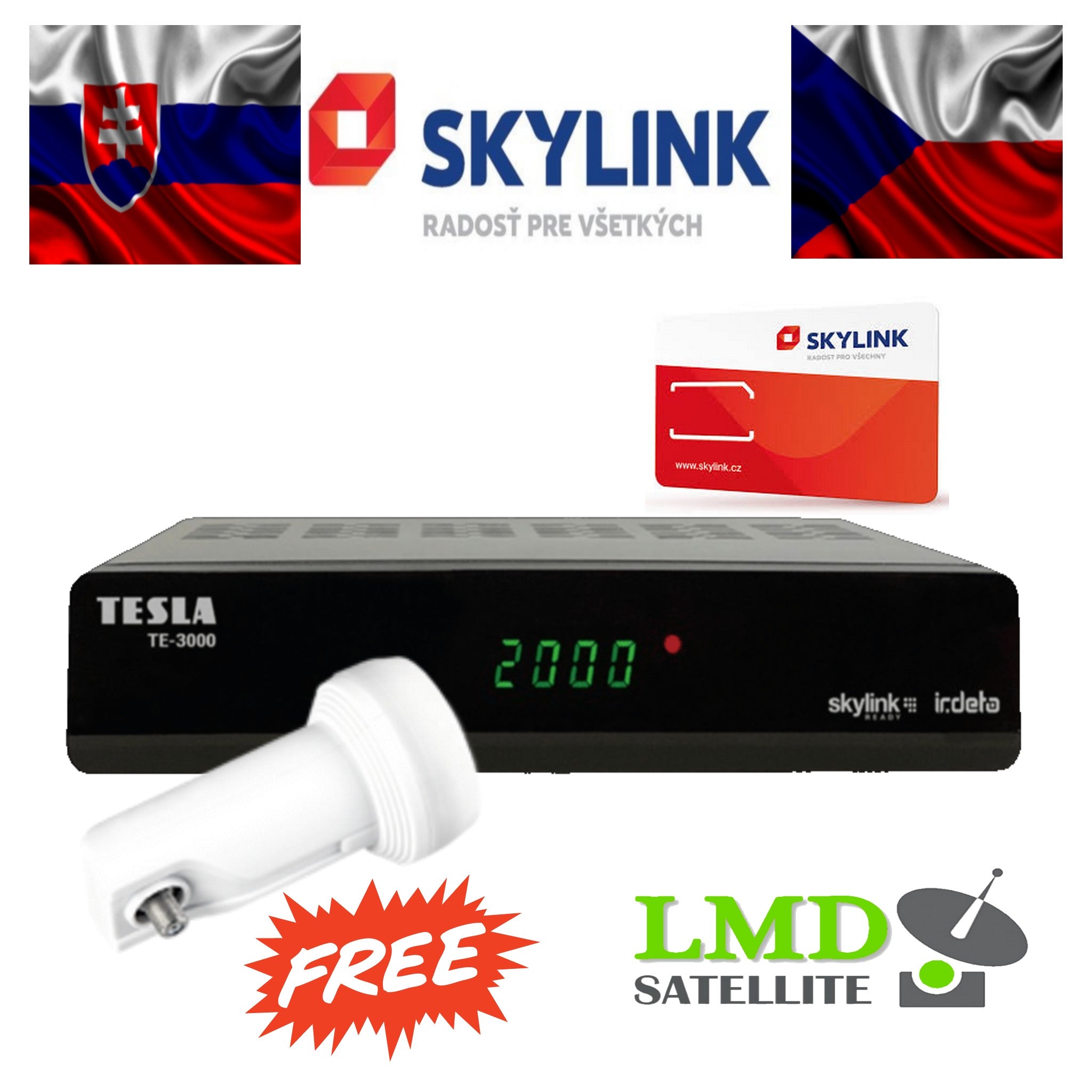 Tesla TE-3000 Skylink Ready with Skylink card + Single Lnb 0,1dB FREE