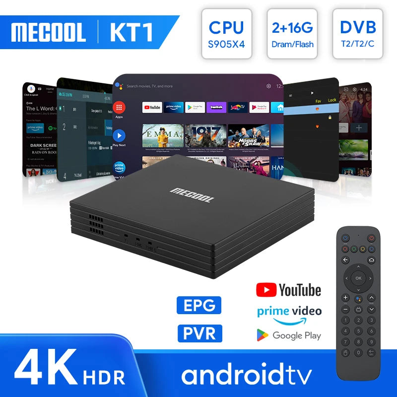 MECOOL KT1 Hybrid Google Android TV Digital TV (DVB-T/T2/C tuner)