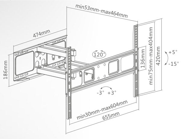 TV Wall Mount 37-70 Full Motion Extra Slim LCD/LED/PLASMA TVs
