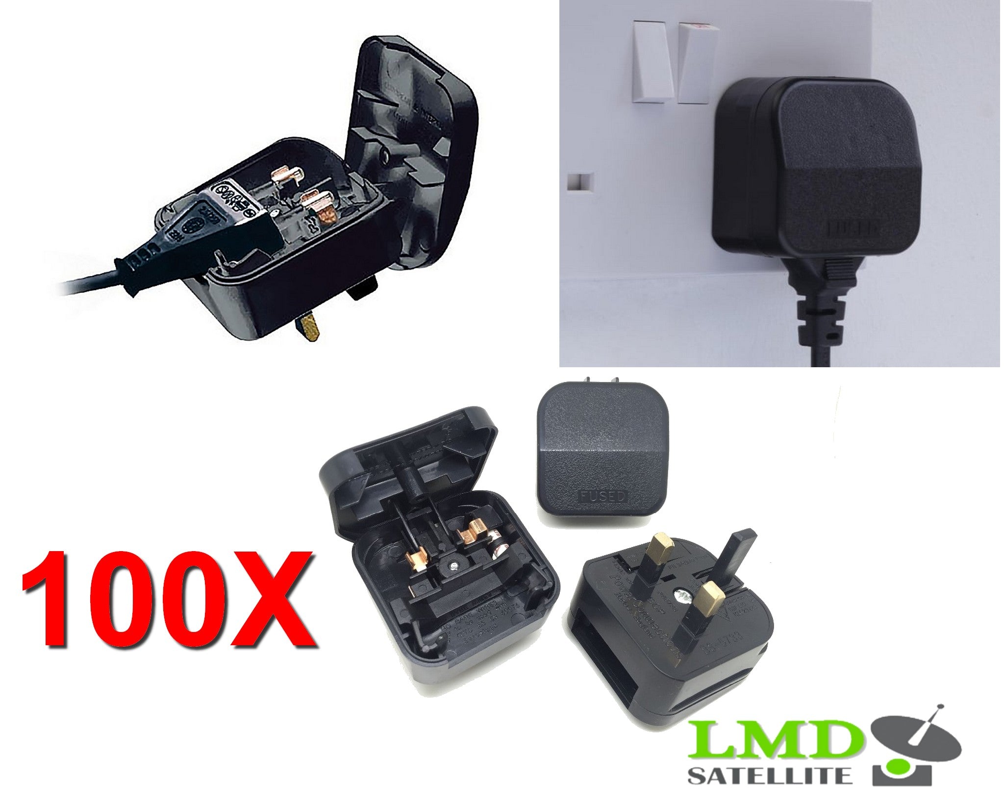 EU 2 Pin to UK 3 BS5733 Pin Main Power Plug Adapter Black  with 5A Fused UK