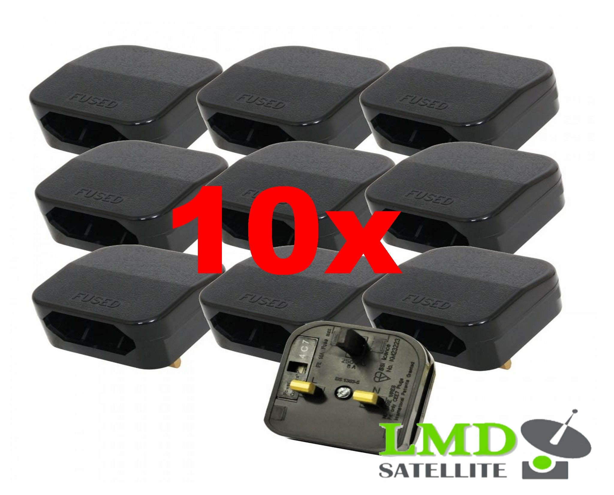 EU 2 Pin to UK 3 BS5733 Pin Main Power Plug Adapter Black  with 5A Fused UK