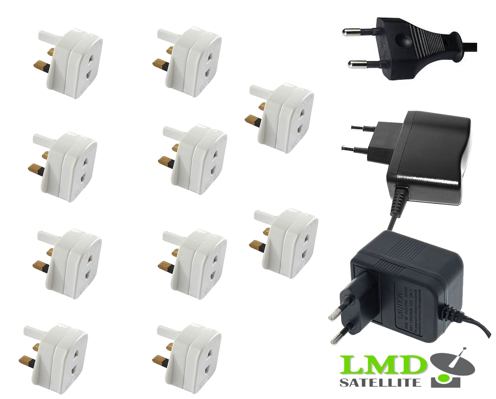 EU 2 Pin To UK 3 Pin Travel Main Adaptor Plug For Shaver / Toothbrush White