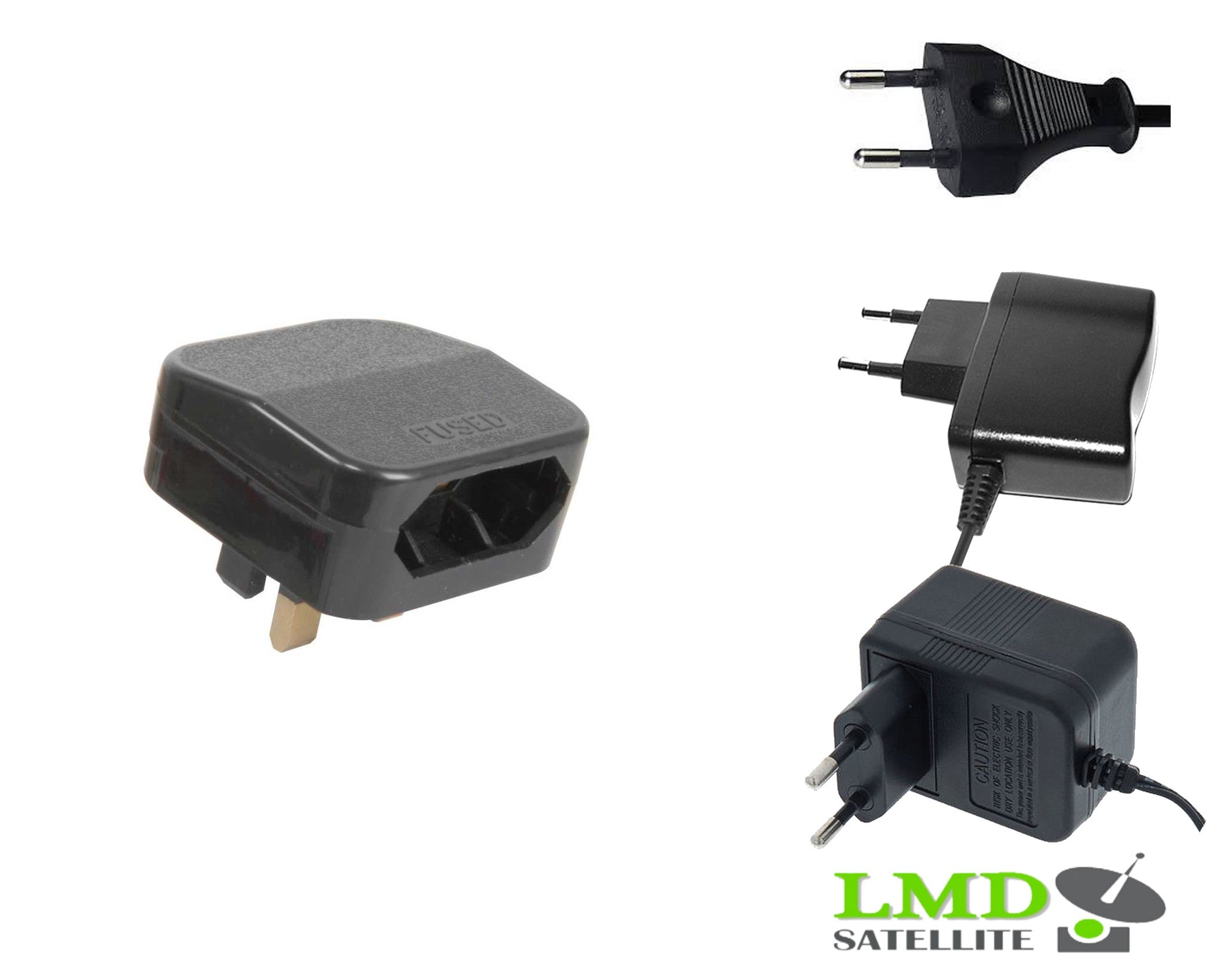 100x EU 2 Pin to UK BS5732 3 Pin Main Power Plug Adapter Black  with 5A Fused UK