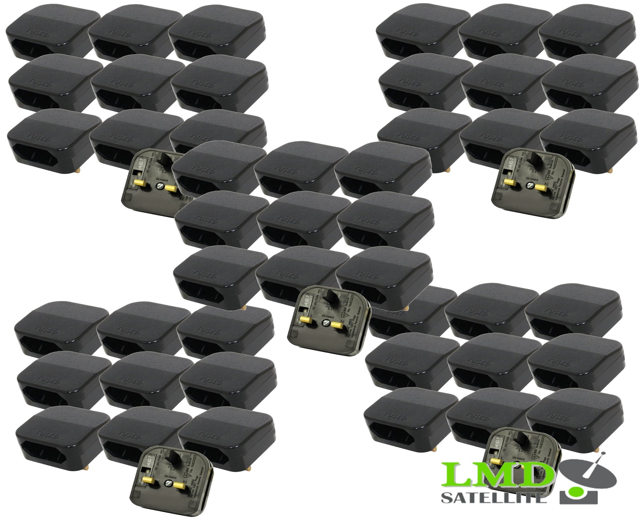 EU 2 Pin to UK 3 BS5733 Pin Main Power Plug Adapter Black  with 5A Fused UK