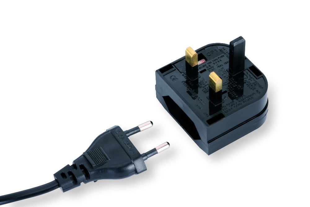 50x EU 2 Pin to UK BS5732 3 Pin Main Power Plug Adapter Black  with 5A Fused UK