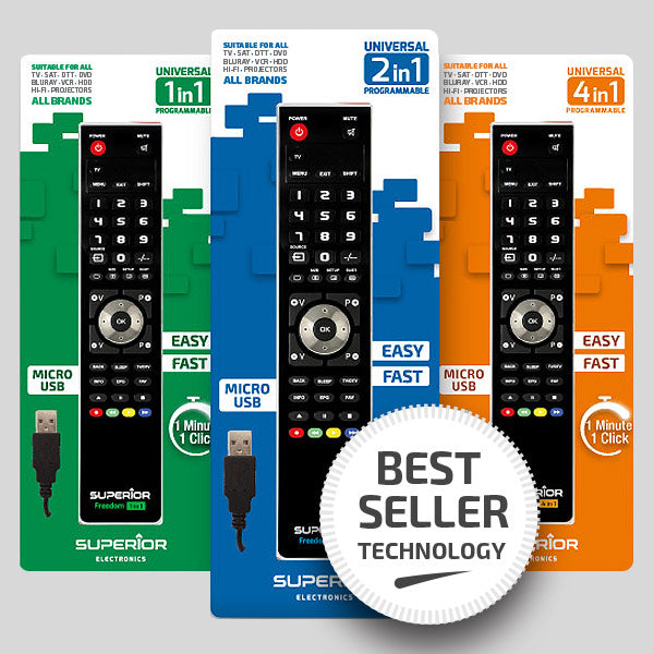 Superior Freedom 2in1 Black Programmable remote control+2x AAA Alkaline batteries included