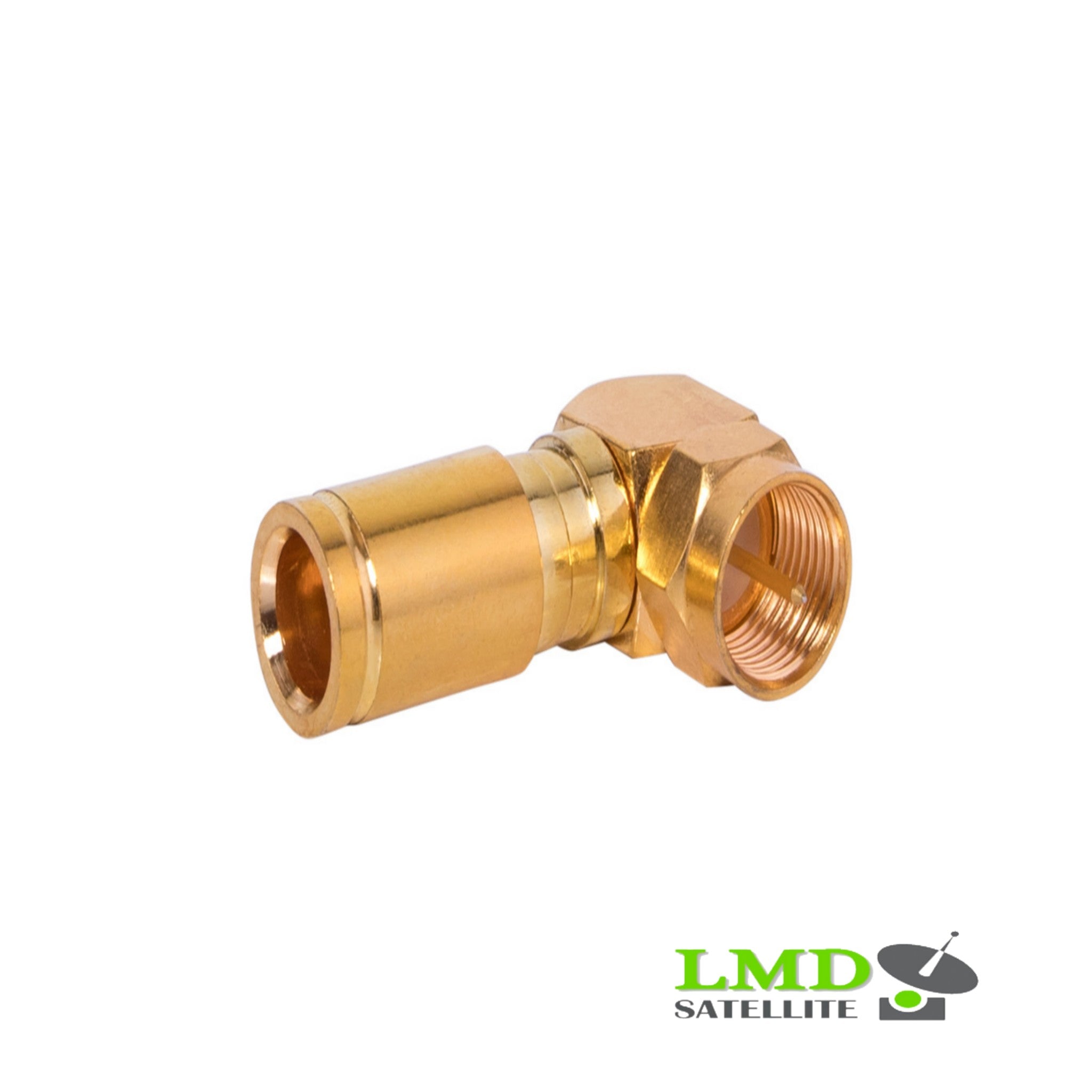 10 X F CONNECTOR COMPRESSION ANGLE/90 DEGREE PLUG GOLD 7MM FOR RG6 COAXIAL CABLE